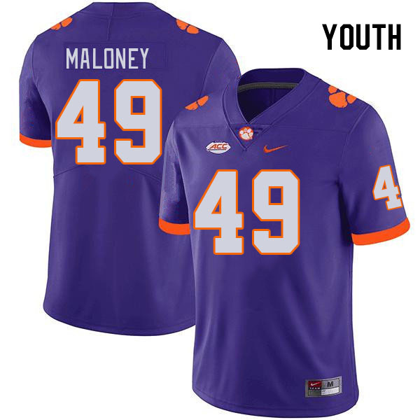 Youth #49 Matthew Maloney Clemson Tigers College Football Jerseys Stitched-Purple - Click Image to Close